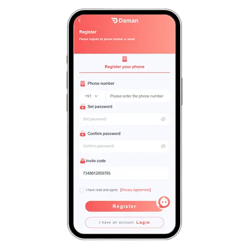 Teen Patti Casino Registration Step 1